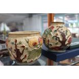 Two ceramic hand painted vases both Indian Tree