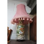 Oriental style ceramic lamp with satsuma detail and shade