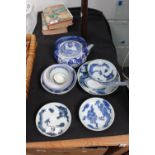 Quantity of Oriental style blue and white porcelain dishes