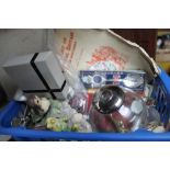 Box of mixed collectables including silver plated items