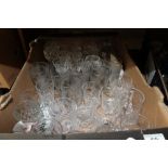 Box of cut glass drinking glasses
