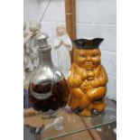 Royal Holland dimpled glass and pewter decanter and a large toby jug