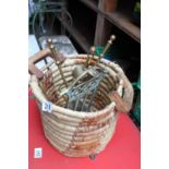 Log basket and brass companion set