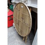 Bamboo and cane circular folding table