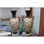 Pair of twin handled vases A/F