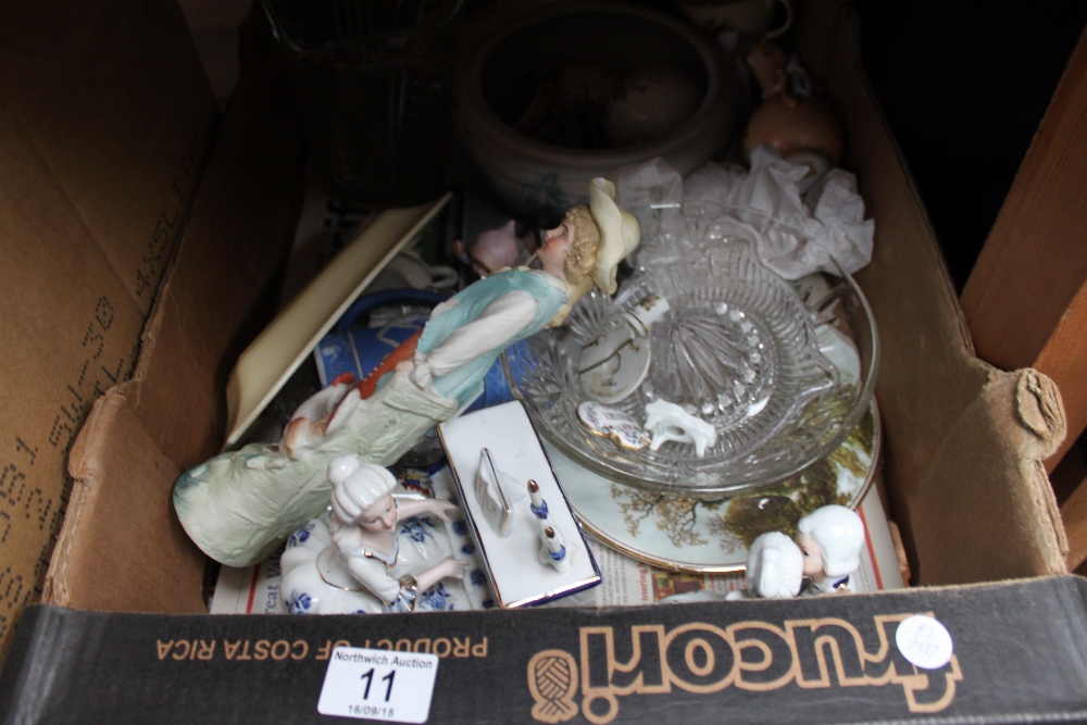 Box of mixed ceramics and glass including Crested Ware