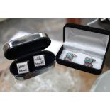 Cased pair of Liverpool FC cufflinks and one further cased pair