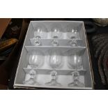 Twelve boxed Bohemia Crystal wine glasses