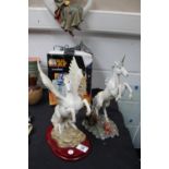 Juliana Collection glazed Pegasus figurine on plinth and one other