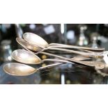 Six 800 grade Georgian continental silver teaspoons, 88g