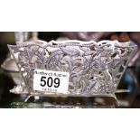 Continental silver letter rack with pierced decoration of bird and flower, W ~ 13cm and fox head