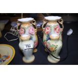 Four transfer printed Staffordshire vases