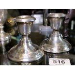 Hallmarked silver pair of stub candlesticks wih weighted bases, Birmingham 1922, H ~ 8cm