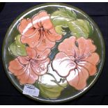 Moorcroft large coral Hibiscus charger