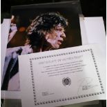 Signed colour photograph of Mick Jagger with certificate of authenticity, signed in felt tip pen, 20