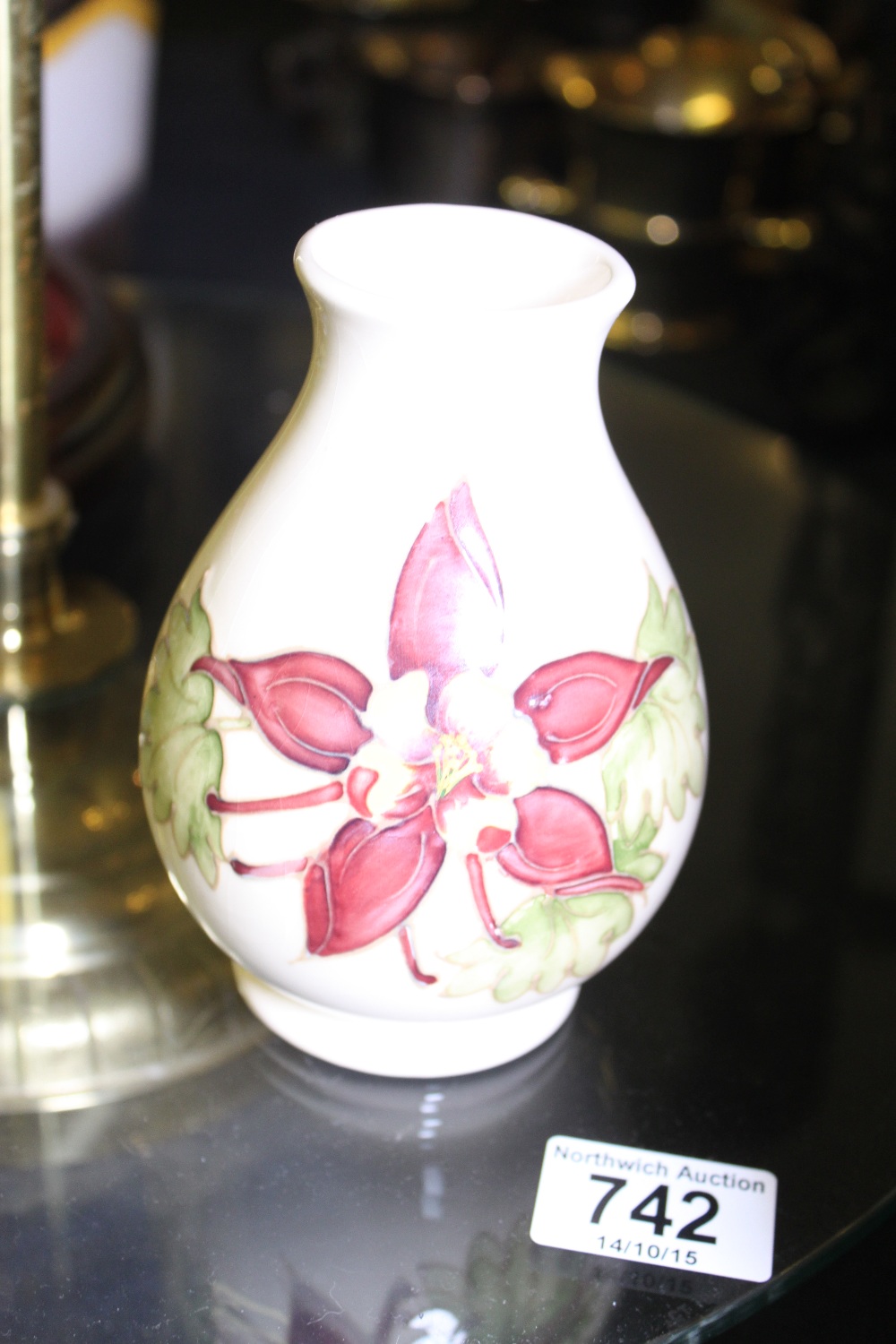 Moorcroft cream Columbine bulbous vase