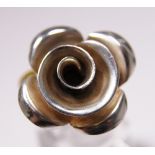 Sterling silver large flower ring, adjustable size