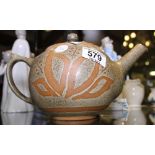 Believed Troika Simone Kilburn teapot with decorative opposing floral motifs, initialed to base, H ~