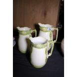 Set of three graduated Victorian ceramic jugs