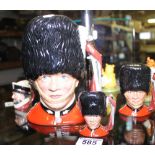 Set of three first quality Royal Doulton Guardsman character jugs