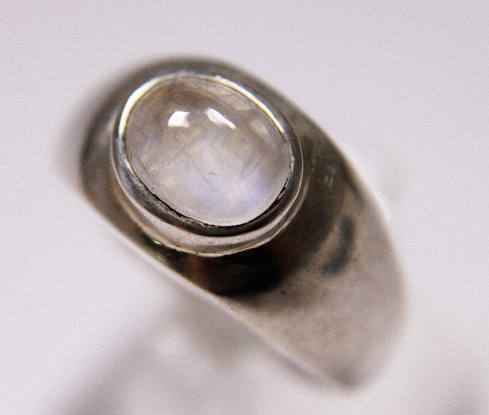 Sterling silver heavy set moonstone ring
