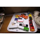Tray of playworn model vehicles including Corgi and Matchbox