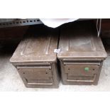 Pair of twin handled metal storage boxes