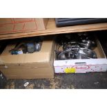 Box of mixed glassware and other box of stainless steel ware