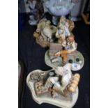 Three Naturecraft plaster figural groups, Serenade, Bowlers and one other