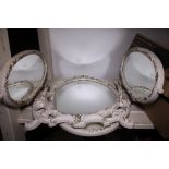 Trifold mirror and matching oval mirror
