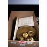 Box of mixed items including brass etc