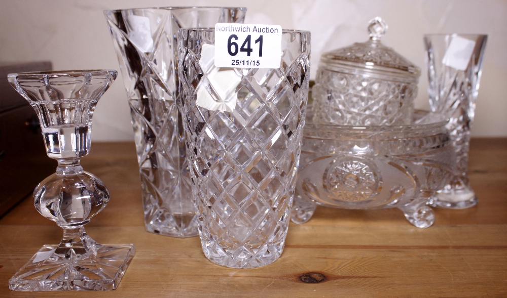 MIXED CUT GLASS. Quantity of cut glass including basket, bowl etc
