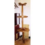 CIRCULAR TABLES. Three oak pedestal circular tables