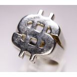 DOLLAR RING. 925 silver heavy gents dollar ring, size Z +5