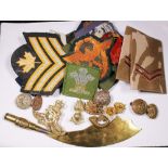 MILITARY ITEMS. Mixed lot of militaria related items including cloth badges etc