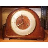 CHIMING MANTEL CLOCK. Oak cased Smiths chiming mantel clock