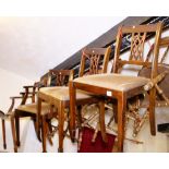 DINING CHAIRS. Four mahogany dining chairs including two carvers