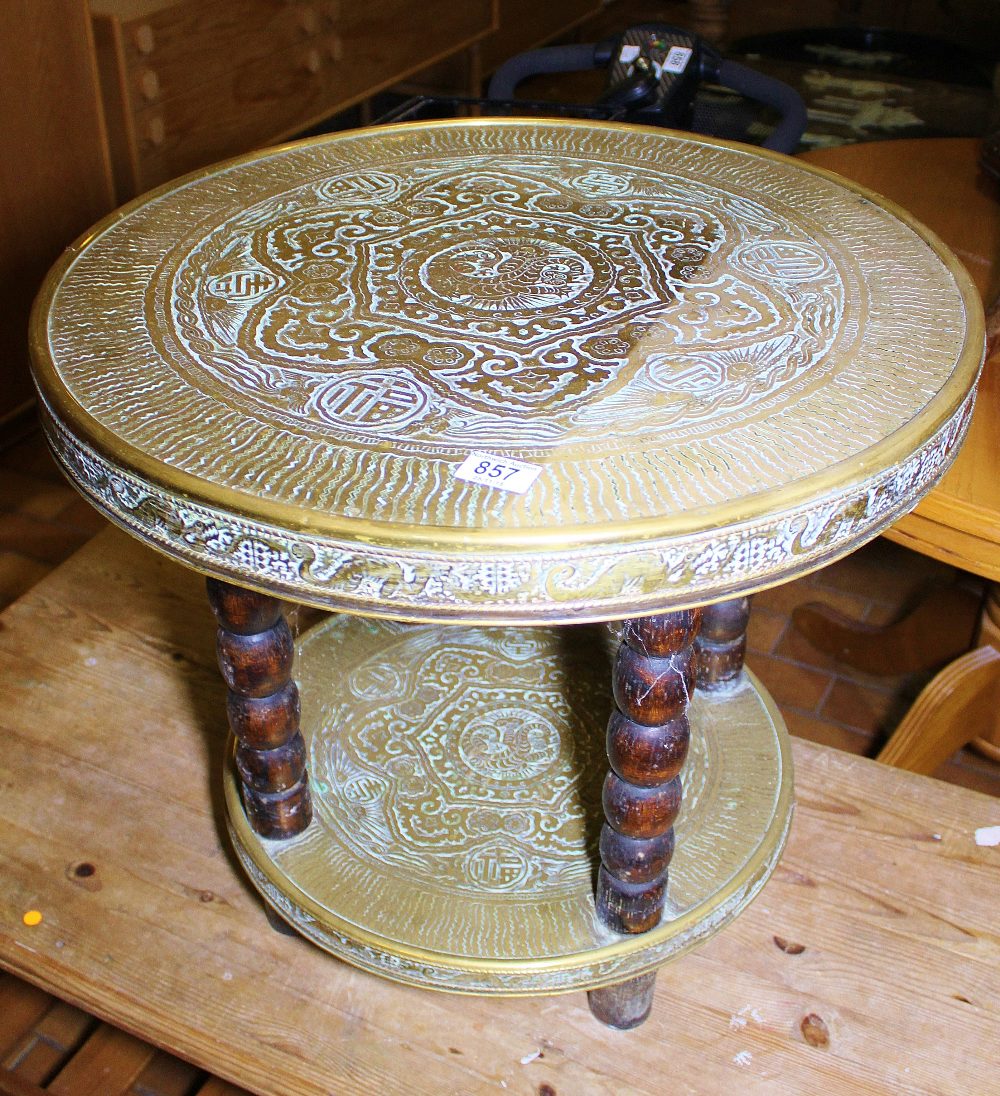 CIRCULAR TABLE. Oriental brass circular table, D ~ 61cm