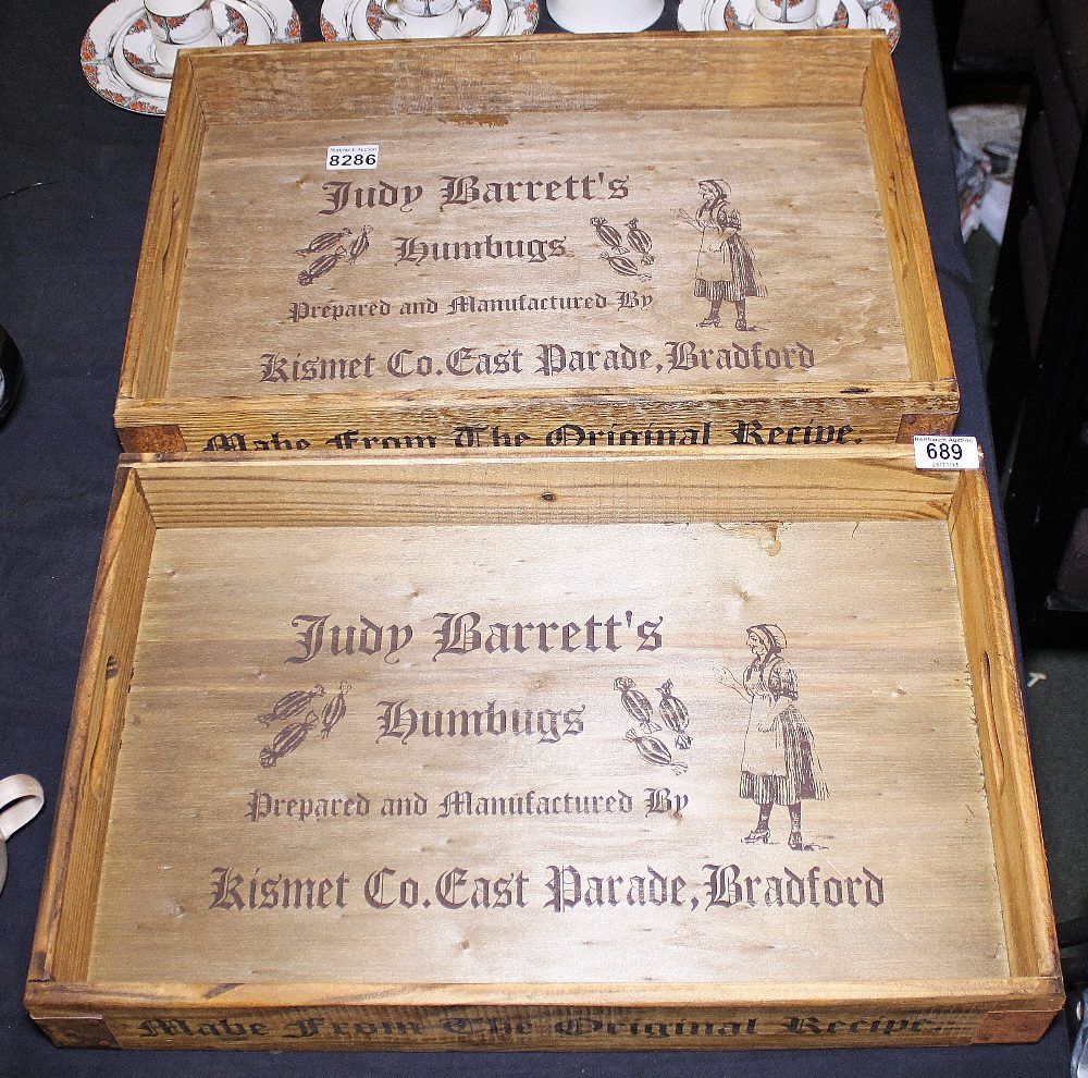 WOODEN TRAYS. Pair of old style wooden trays. 53 x 25 x 9cm