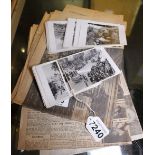 VINTAGE WARTIME PHOTOGRAPHS. Old newspapers headlining various events and War Office photographs