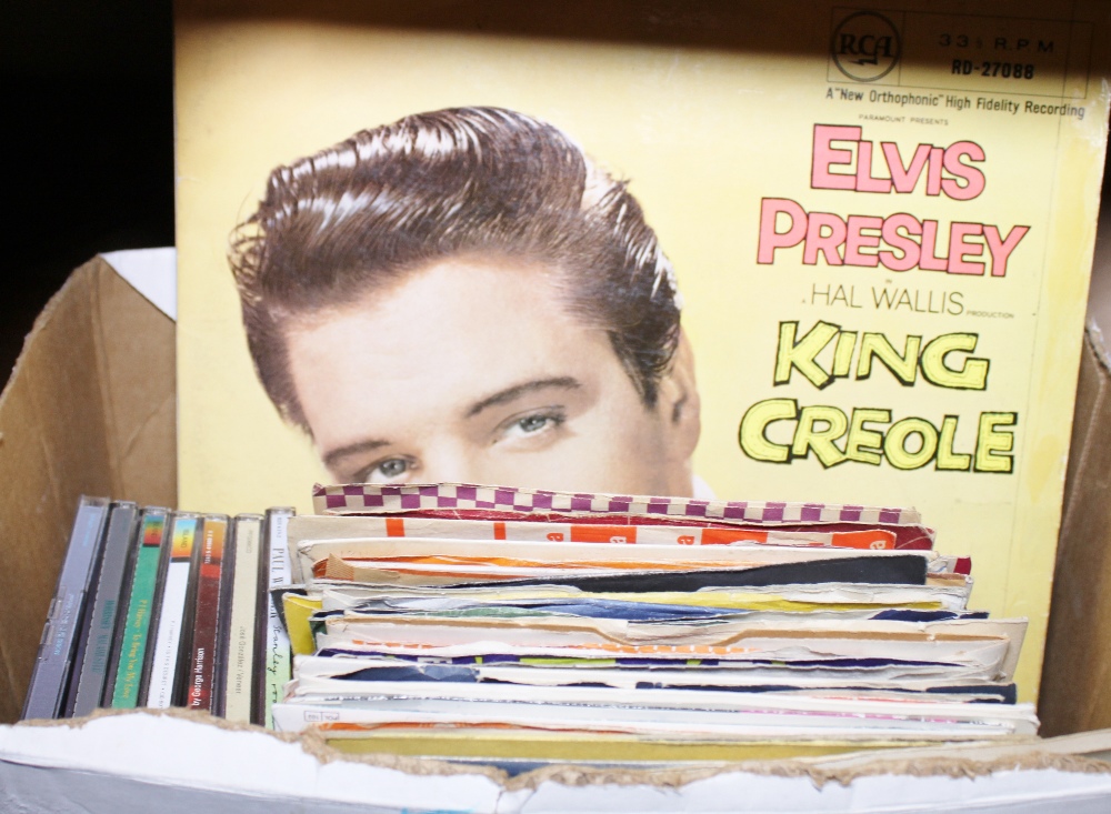 MIXED RECORDS. Box of 33rpm and 45rpm records including Elvis