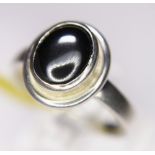 STERLING SILVER RING. Sterling silver haematite solitaire ring, size U/V