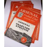 FOOTBALL PROGRAMMES. 1950s Arsenal programmes, 51/52 Charlton, 52/53 Preston, West Brom, 53/54