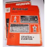 FOOTBALL PROGRAMMES. 1970s Arsenal football programmes, 71/72 Everton, Manchester City, 72/73 Spurs,