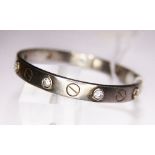 SILVER BANGLE. 925 silver stone set bangle