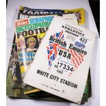 FOOTBALL PROGRAMMES. Mixed football programmes, 1971 The Sun scrapbook and three White City athletic