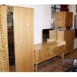 BEDROOM SUITE. Meredew light oak bedroom suite comprising of double wardrobe, dressing table and two