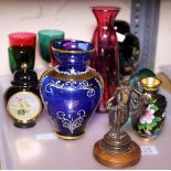 CERAMICS & GLASS. Tray of mixed ceramics and glass including cranberry glass