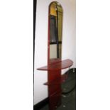 MIRROR WITH SHELVES. Mahogany mirror with three graduated shelves to base. ,  H ~ 173cm