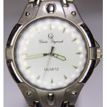 CHARLES RAYMOND WRISTWATCH. Charles Raymond white faced stainless steel wristwatch and strap